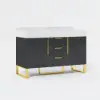 Aro 47" Freestanding Double Bathroom Vanity with Sink, Sintered Stone Top – Black – AUD-H1800