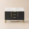Aro 47" Freestanding Double Bathroom Vanity with Sink, Sintered Stone Top – Black – AUD-H1800