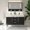 Aro 47" Freestanding Double Bathroom Vanity with Sink, Sintered Stone Top – Black – AUD-H1801