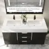 Aro 47" Freestanding Double Bathroom Vanity with Sink, Sintered Stone Top – Black – AUD-H1801
