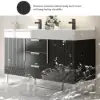 Aro 47" Freestanding Double Bathroom Vanity with Sink, Sintered Stone Top – Black – AUD-H1801
