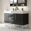 Aro 47" Freestanding Double Bathroom Vanity with Sink, Sintered Stone Top – Black – AUD-H1801