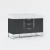 Aro 47" Freestanding Double Bathroom Vanity with Sink, Sintered Stone Top – Black – AUD-H1801