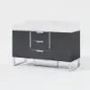 Aro 47" Freestanding Double Bathroom Vanity with Sink, Sintered Stone Top – Black – AUD-H1801