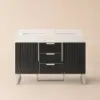 Aro 47" Freestanding Double Bathroom Vanity with Sink, Sintered Stone Top – Black – AUD-H1801