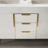 Aro 47" Freestanding Double Bathroom Vanity with Sink, Sintered Stone Top – Brushed Gold