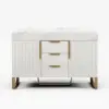 Aro 47" Freestanding Double Bathroom Vanity with Sink, Sintered Stone Top – Brushed Gold