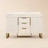 Aro 47" Freestanding Double Bathroom Vanity with Sink, Sintered Stone Top – Brushed Gold