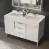 Aro 47" Freestanding Double Bathroom Vanity with Sink, Sintered Stone Top – White