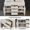 Aro 47" Freestanding Double Bathroom Vanity with Sink, Sintered Stone Top – White