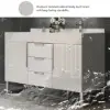 Aro 47" Freestanding Double Bathroom Vanity with Sink, Sintered Stone Top – White