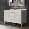 Aro 47" Freestanding Double Bathroom Vanity with Sink, Sintered Stone Top – White