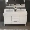 Aro 47" Freestanding Double Bathroom Vanity with Sink, Sintered Stone Top – White