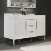 Aro 47" Freestanding Double Bathroom Vanity with Sink, Sintered Stone Top – White