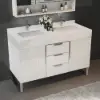 Aro 47" Freestanding Double Bathroom Vanity with Sink, Sintered Stone Top – White