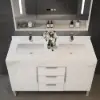Aro 47" Freestanding Double Bathroom Vanity with Sink, Sintered Stone Top – White