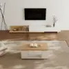 100 cm Lift-Top Foldable Natural & White Coffee Table with 4 Stools & Storage