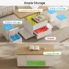 100 cm Lift-Top Foldable Natural & White Coffee Table with 4 Stools & Storage