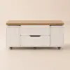 100 cm Lift-Top Foldable Natural & White Coffee Table with 4 Stools & Storage