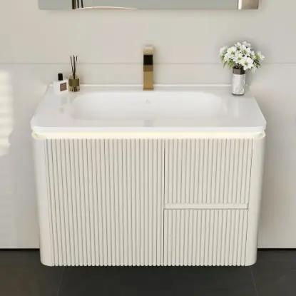 Bathroom Vanity Set 80 cm Modern Warm White LED Floating Bathroom Vanity with Sink