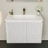 Bathroom Vanity Set 80 cm Modern Warm White LED Floating Bathroom Vanity with Sink