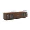 Arune 203 cm Arched Glass Doors TV Unit with Storage and LED – Walnut Stand
