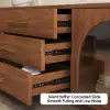 Arune 203 cm Arched Glass Doors TV Unit with Storage and LED – Walnut Stand