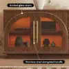 Arune 203 cm Arched Glass Doors TV Unit with Storage and LED – Walnut Stand