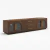 Arune 203 cm Arched Glass Doors TV Unit with Storage and LED – Walnut Stand