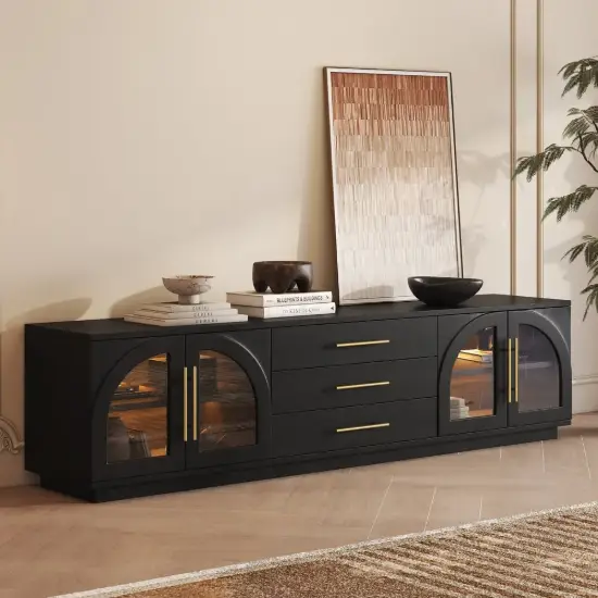 Arune 200 cm Arched Glass Doors TV Unit with Storage and LED