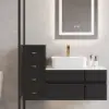 400mm Black 4-Drawers Bathroom Cabinet with Wall-mounted or Floor-standing