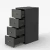400mm Black 4-Drawers Bathroom Cabinet with Wall-mounted or Floor-standing