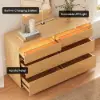 Meloa 120 cm Wooden 6-Drawer LED Dresser with Charging Station
