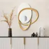 900mm Art Deco Wall Hanging with Mirror – White & Gold, Radiant Design