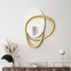900mm Art Deco Wall Hanging with Mirror – White & Gold, Radiant Design