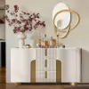 900mm Art Deco Wall Hanging with Mirror – White & Gold, Radiant Design