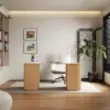 Modern 162 cm Rounded Edge White Sintered Stone Desk with Dual Storage
