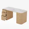 Modern 162 cm Rounded Edge White Sintered Stone Desk with Dual Storage