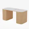 Modern 162 cm Rounded Edge White Sintered Stone Desk with Dual Storage