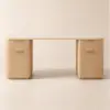 Modern 162 cm Rounded Edge White Sintered Stone Desk with Dual Storage