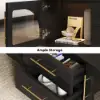 Arune 120 cm Arched Glass Doors Coffee Table with Storage and LED – Black – Aeune