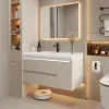 1000mm Wall Hung Bathroom Vanity White with Ample Storages and Adjustable Light