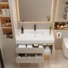 1000mm Wall Hung Bathroom Vanity White with Ample Storages and Adjustable Light