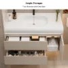 1000mm Wall Hung Bathroom Vanity White with Ample Storages and Adjustable Light