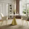 1000mm Sintered Stone Round Dining Table Set with Brushed Gold Base Seats 2 People – AUD-H1826