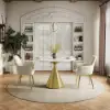 1000mm Sintered Stone Round Dining Table Set with Brushed Gold Base Seats 2 People – AUD-H1826