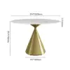 1000mm Sintered Stone Round Dining Table Set with Brushed Gold Base Seats 2 People – AUD-H1826