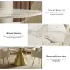 1000mm Sintered Stone Round Dining Table Set with Brushed Gold Base Seats 2 People – AUD-H1826