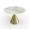 1000mm Sintered Stone Round Dining Table Set with Brushed Gold Base Seats 2 People – AUD-H1826