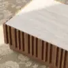 Aura 120 cm Ash Wood Slatted Coffee Table with Sintered Stone Top